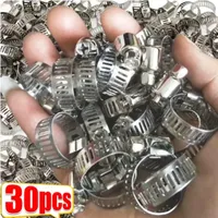 10/30PCS Stainless Steel Screw Band Hose Clamps Adjustable Car Fuel Tube Pipe Clamp Worm Gear Plier Tools Faucet Pipes Fastener