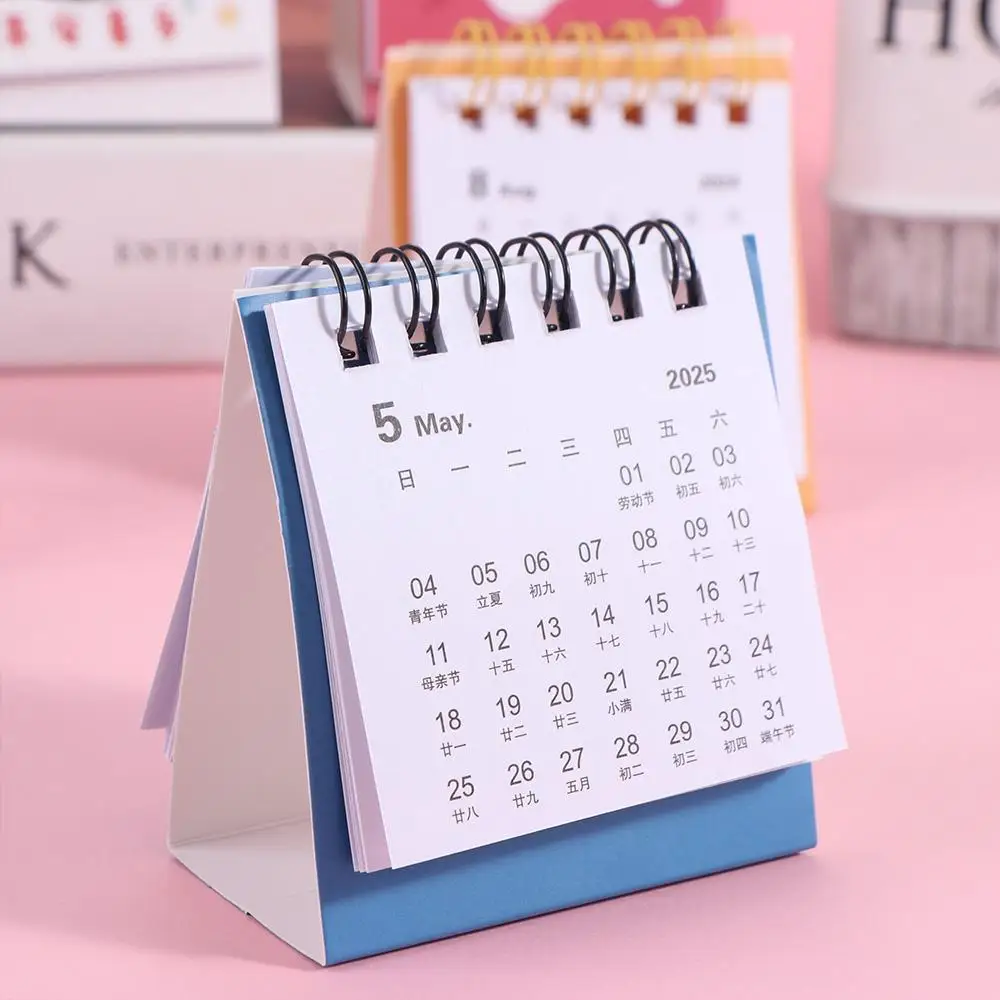 Creative 2025 Mini Calendar Cute Fruits Portable Mini Desktop Calendar To Do List Pocket Calendar Standing Flip Calendar