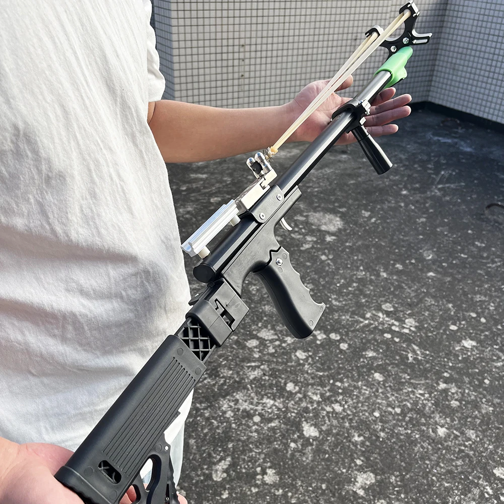 

Мощная металлическая рогатка, рогатка с триггерным механизмом, охотничья рогатка для использования на открытом воздухе, с складной телескопической опорой для плеча, подарок для мужчин.