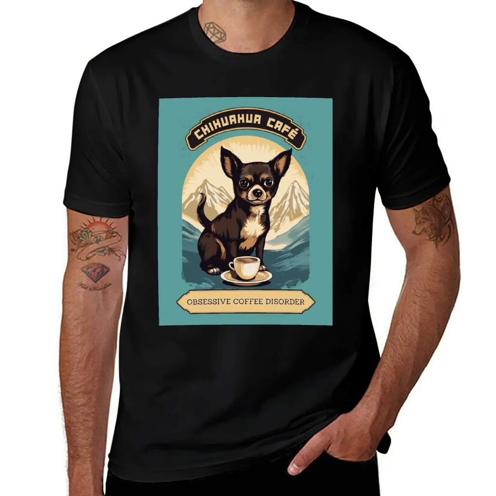 Chihuahua Cafe Vintage Sign - Obsessive Coffee Disorder T-Shirt Outdoor Sports Lightweight Tee