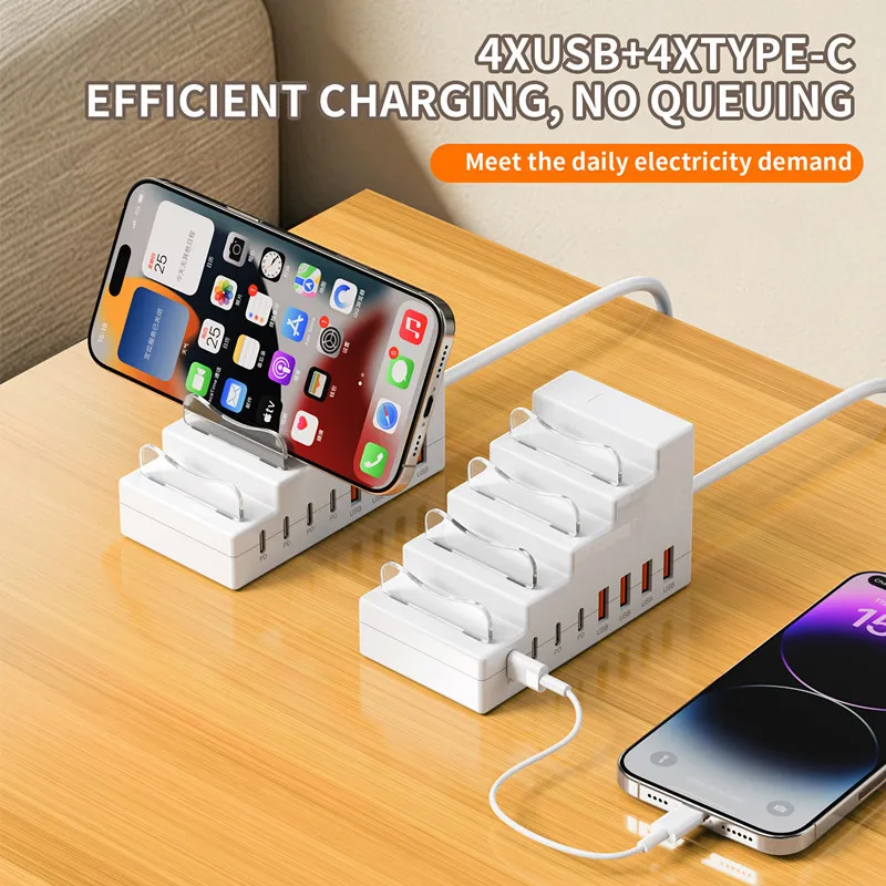 Fast charging PD charging multi-port socket with cable converter HUB bracket function mobile phone docking station USB