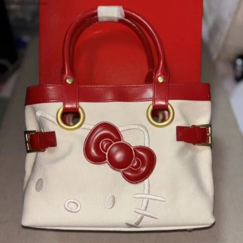 Sanrio hello kitty dos desenhos animados bolsa de lona feminina design simples grande capacidade nova sacola versão coreana doce menina bolsa casual