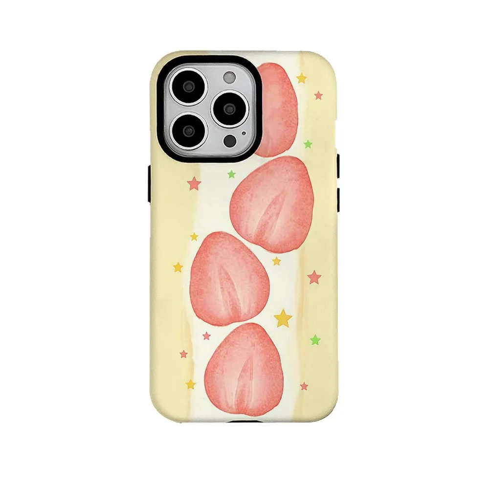 

Pink Strawberry Cake with Stars Case for IPHONE 17 16ProMax 15 14 13 12 11 PRO Plus Acrylic TPU Two in One Magnetic Phone Cases