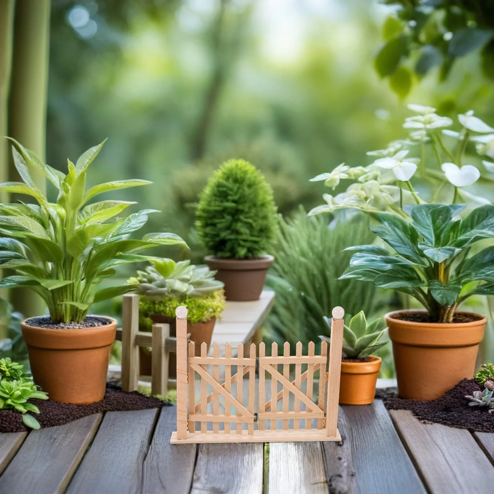 

Mini Solid Wood Fence Door House Miniature for Dollhouse Decorate Craft Gate