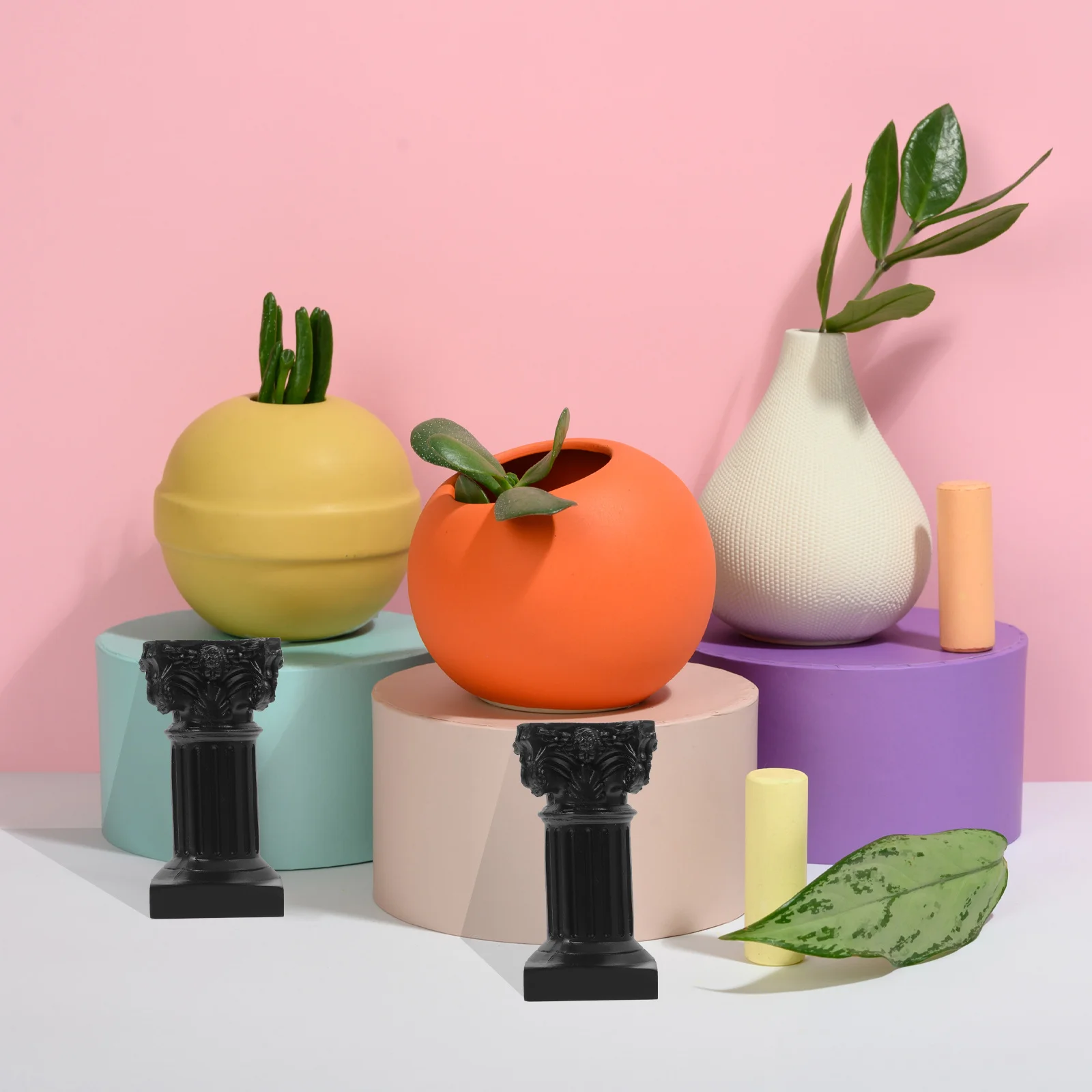 

2Pcs Resin Statue Holders Roman Column Decorative Table Centerpiece for Home Party Wedding Micro-Landscape Desktop