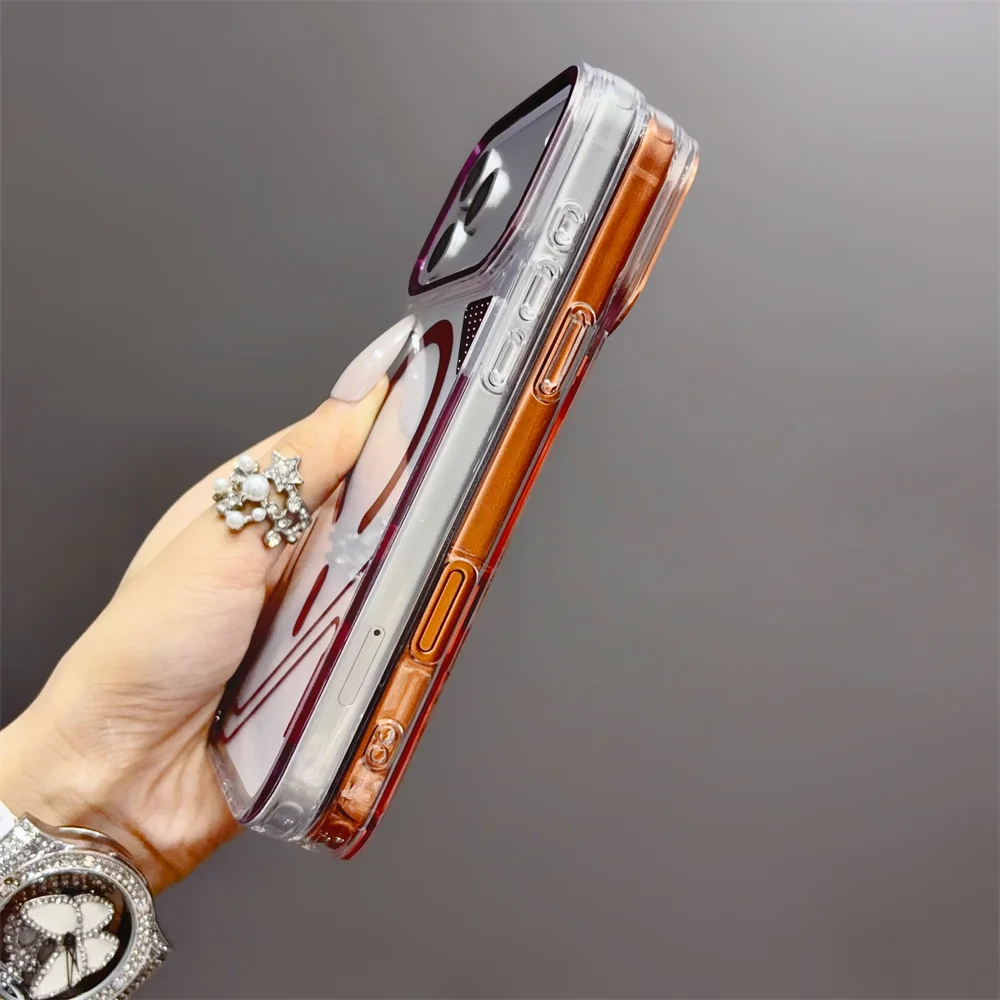 Luxuriöse Transparente Magsafe Magnetische Hülle für iPhone 18 Pro Max 17 Pro 16 15 14 13 Metall-Kamerarahmen Klare Stoßfeste Abdeckung – Detail 7