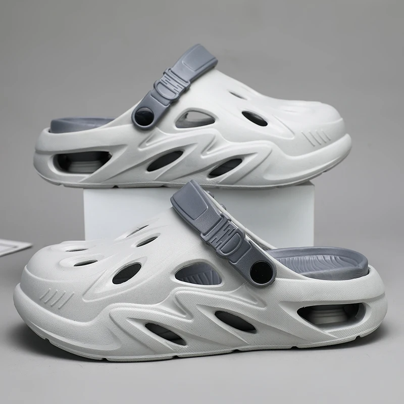 

Новые мужские летние уличные шлепанцы с отверстиями, нескользящие, с закрытым носком, пляжные сандалии, большие размеры, 2026 год