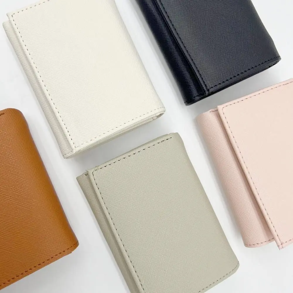 Portable Tri-fold Coin Purse with Buckle Anti Loss 2-In-1 Coin Clip Organizer Wear-resistant Large Capacity Credit Cards Holder