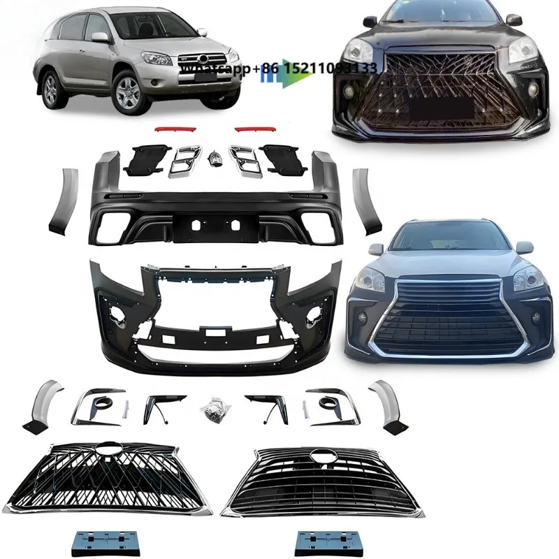 2009 2010 2011 2012 RA V 4 Body Kits Upgrade to L-exus LX570 Car Body Kit Facelift Front&Rear Bumper BodyKit