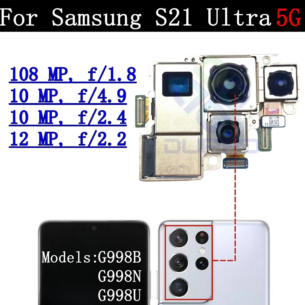 Main Rear Back Camera Cover Frame Lens For Samsung Galaxy S21 Ultra 5G G998B G998N G998U Wide Front Camera Module Flex