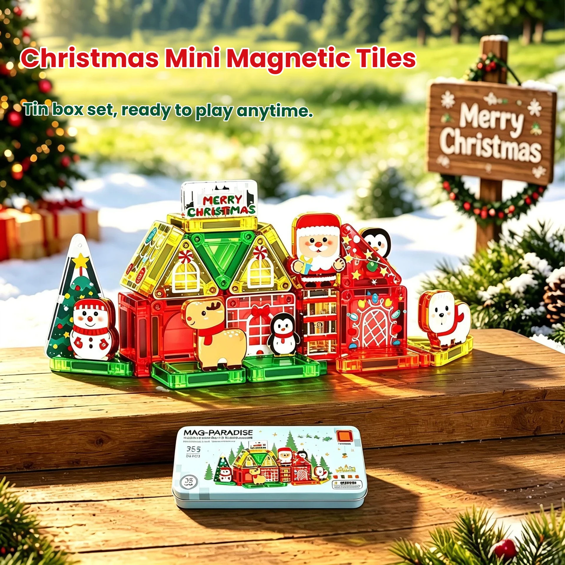Mini Magnetic Blocks Kids Educational Puzzle Xmas Toy Portable Iron Box Travel Outdoor DIY Assemble Magnetic Tiles Building Gam