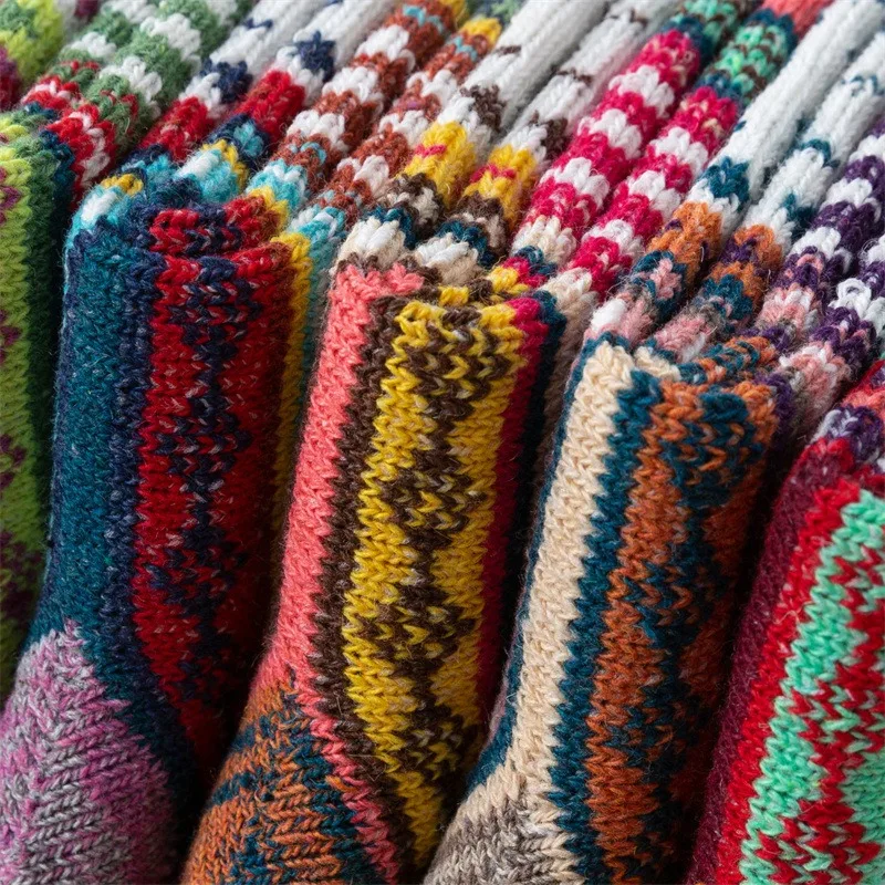 5 زوج الخريف/الشتاء الجوارب النسائية الدافئة العرقية نمط سميكة الدافئة المرأة الجوارب الصوفية الأوسط جوارب أنبوبية #2