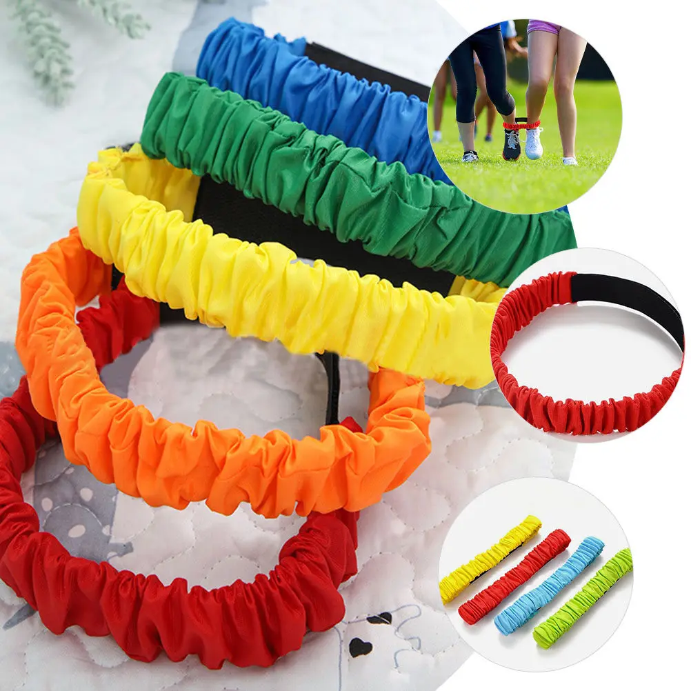4Pcs Three Legged Race Bands Bright Color Elastic Leg Straps Wear Resistant Legged Race Game Props Outdoor Teamwork Training