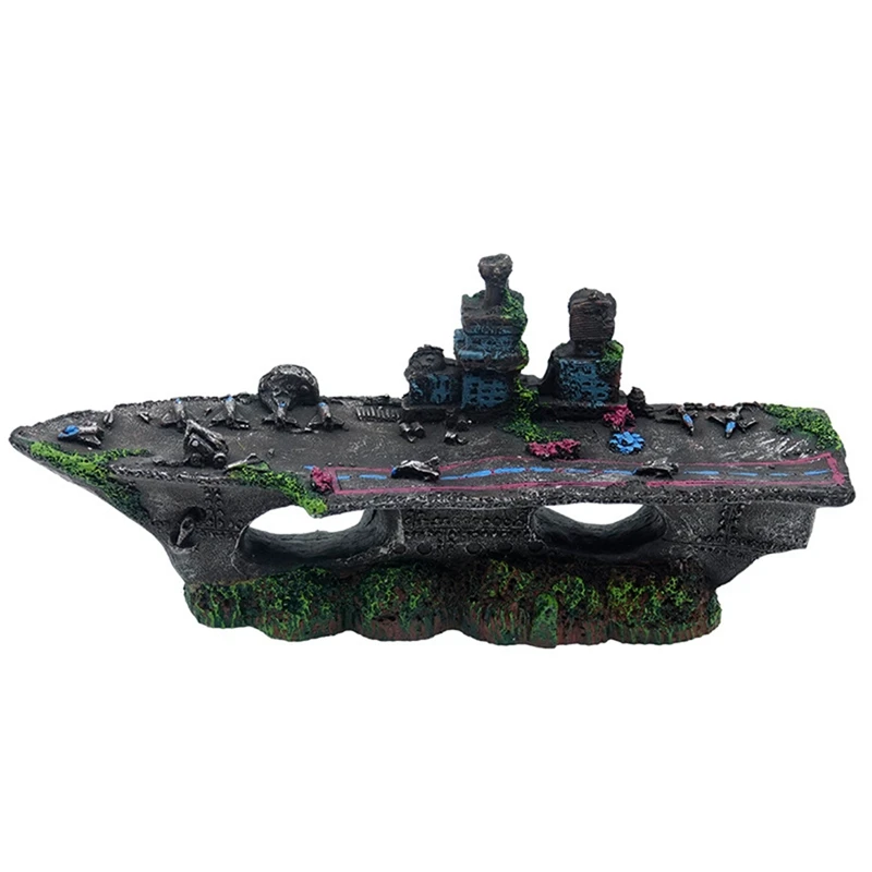 Aquarium Shipwreck Fish Tank Landscaping Resin Crafts Broken Ship Ornaments,C