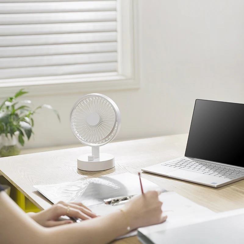 Electric Rechargeable USB Portable Desk Fan With Auto Oscillating Charging Base