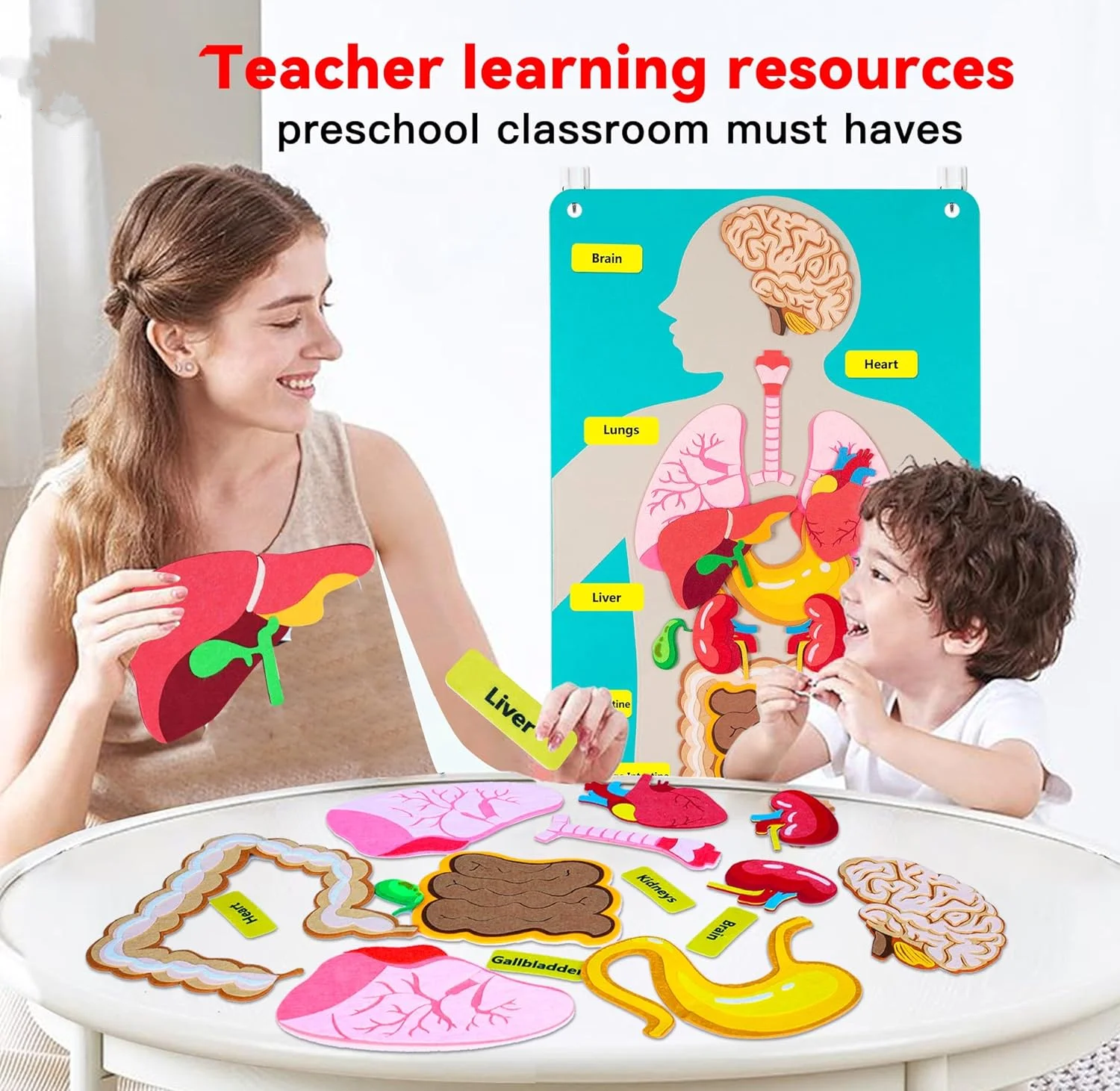 Teaching Body Parts Felt Board Stories for Toddlers Arts Crafts Toys Early Learning Human Body Wall Chart Set Class Supplies