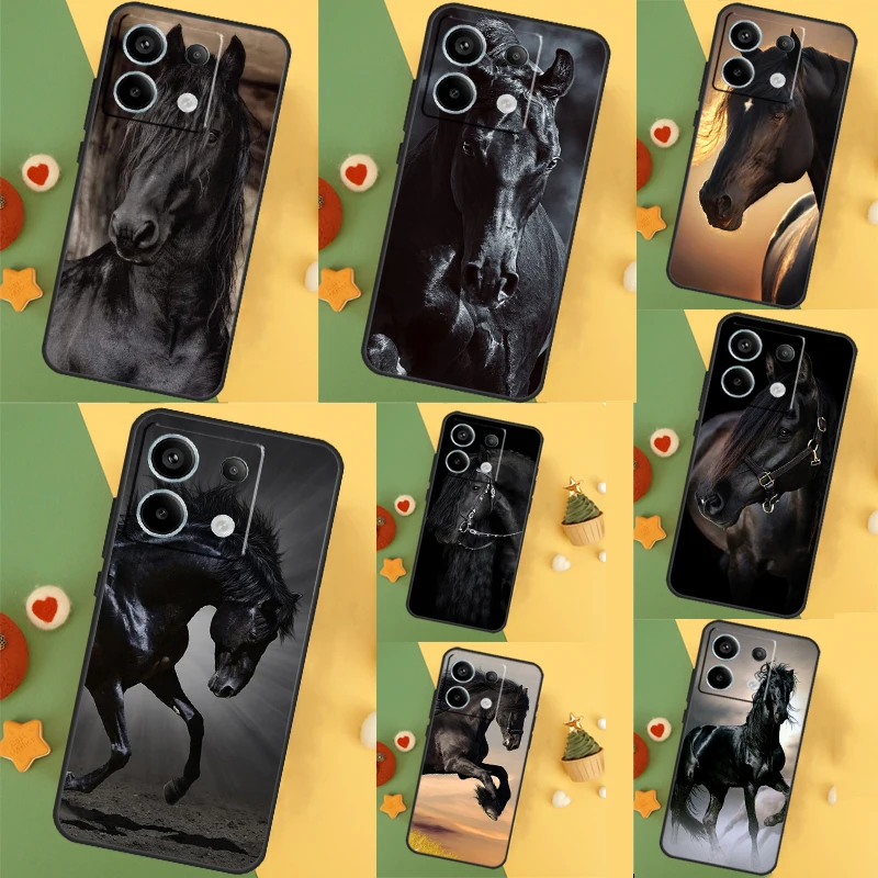 Beautiful Black Horse Case For Xiaomi Redmi Note 9 10 11 12 13 Pro Plus 12S 11S 10S 9S Remdi 12 13 C 9C 10C Cover