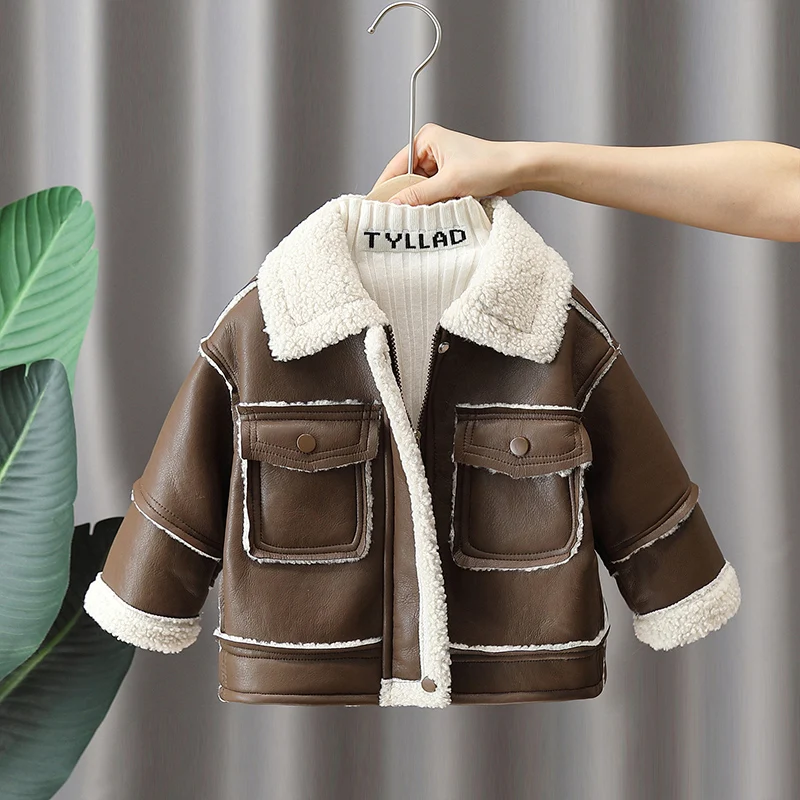 

Модное пальто из искусственного меха для мальчиков, осенне-зимняя толстая теплая флисовая куртка, шерстяное пальто для мальчиков от 2 до 10 лет, детская верхняя одежда