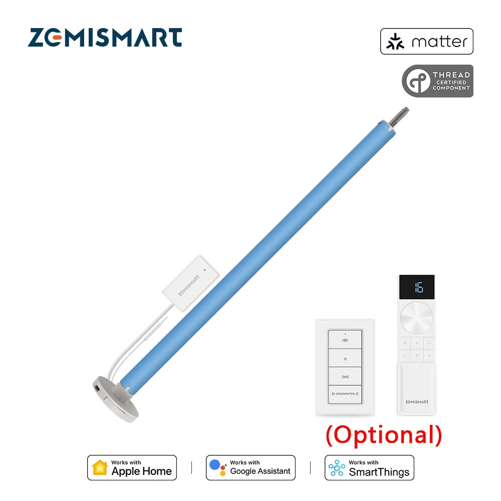 

Zemismart Matter Thread Smart Roller Shade Motor Rechargeable Blind Engine For 20 25 28mm Homekit Google Home SmartThing APP