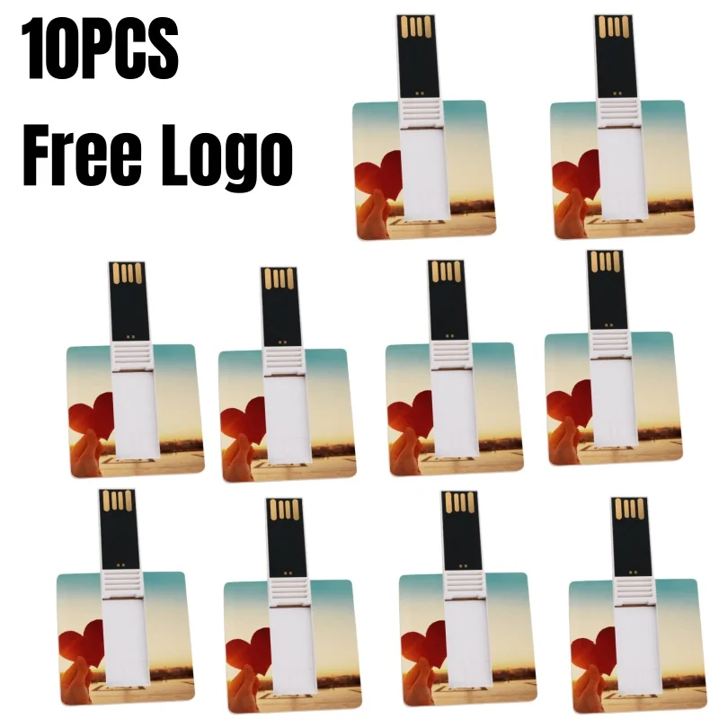 10pcs/lot Corporate Custom Logo gift credit card thumb drive 8g 16g 32g 64g wholesale Small square plastic usb flash memory card