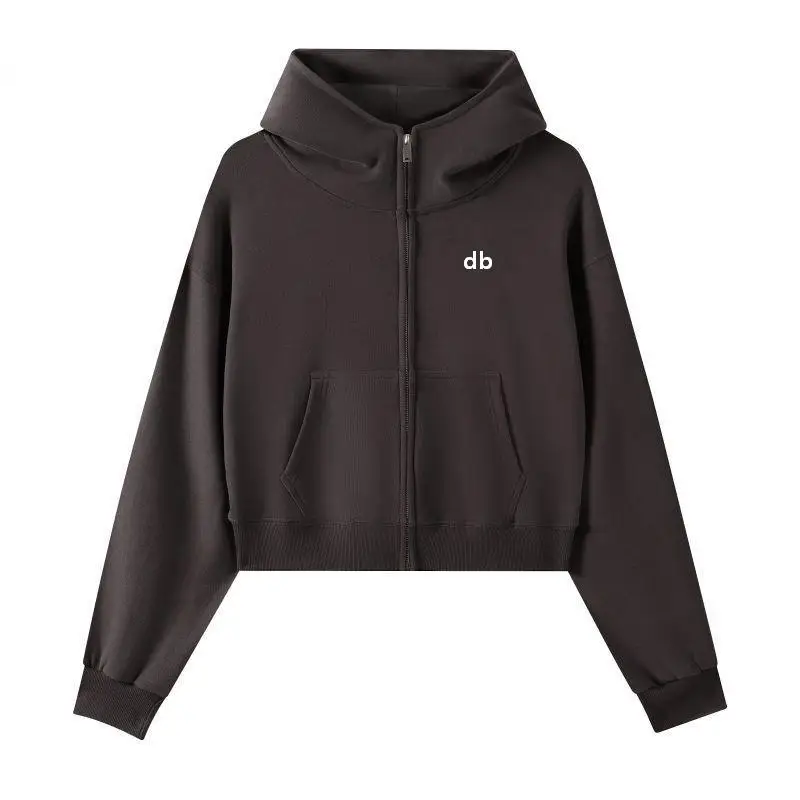 2026 New Style Women's Zippered Half-Chest Collar Hooded Sweatshirt - Pure Color Top for Petite Women - Versatile Outerwear