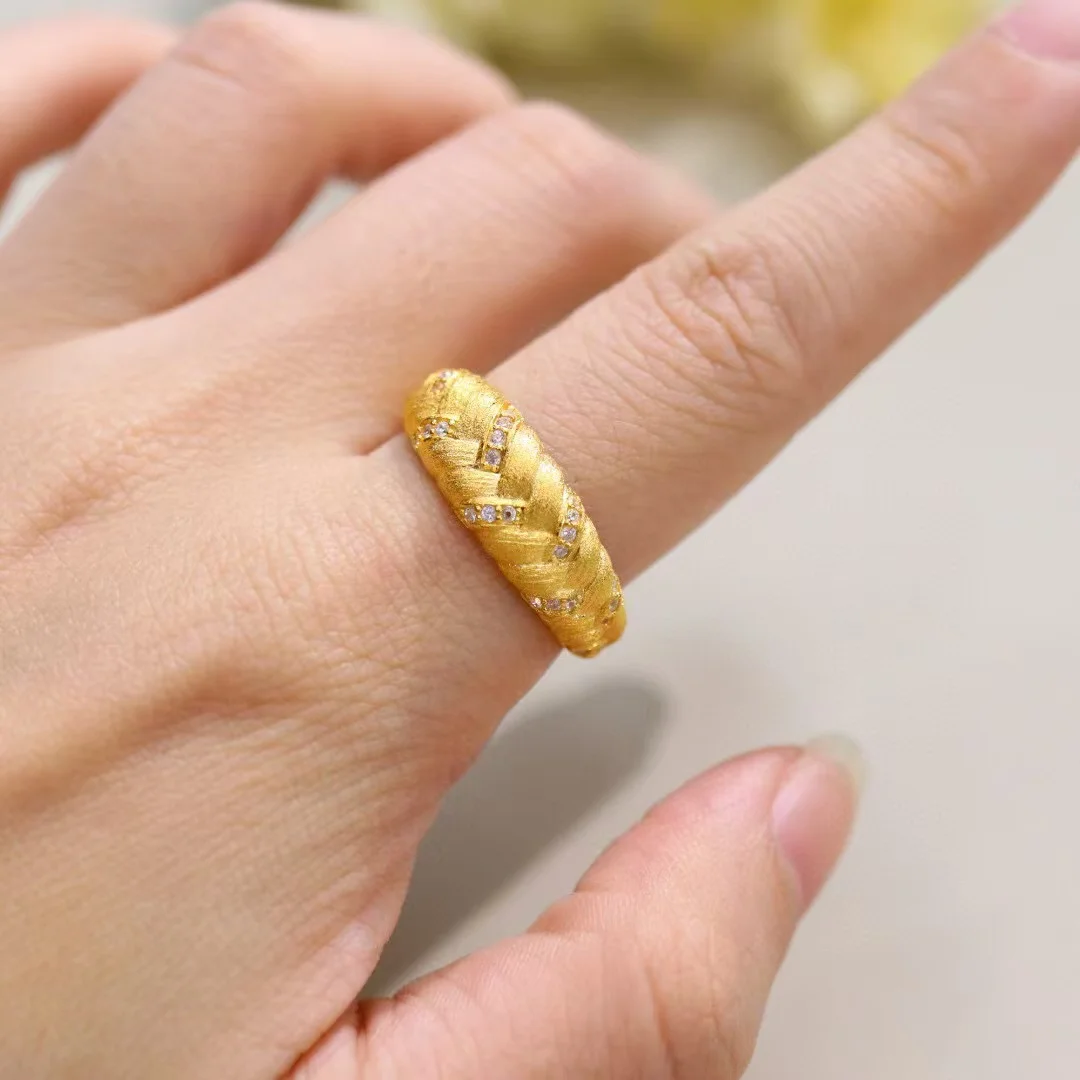 خمر موضة 925 الفضة 7.2 مللي متر اليد محبوك حلقة 18K مطلية بالذهب نسج حبل سلسلة فنجر الفرقة مجوهرات للجنسين دروبشيبينغ #4