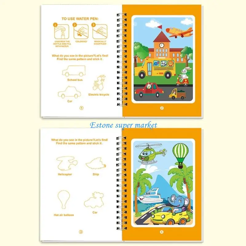 مجموعة دفاتر رسم المياه للأطفال من 090B، مكونة من 6 قطع، لعبة نشاط فني إبداعي مجانية #4