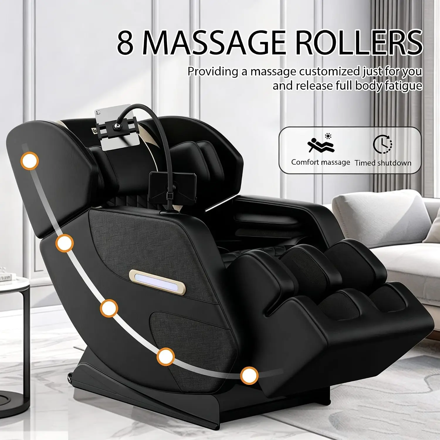 2026 Full Body Zero Gravity Massage Recliner, 8 Rollers, Airbags, Foot Massage & Auto Modes, Custom