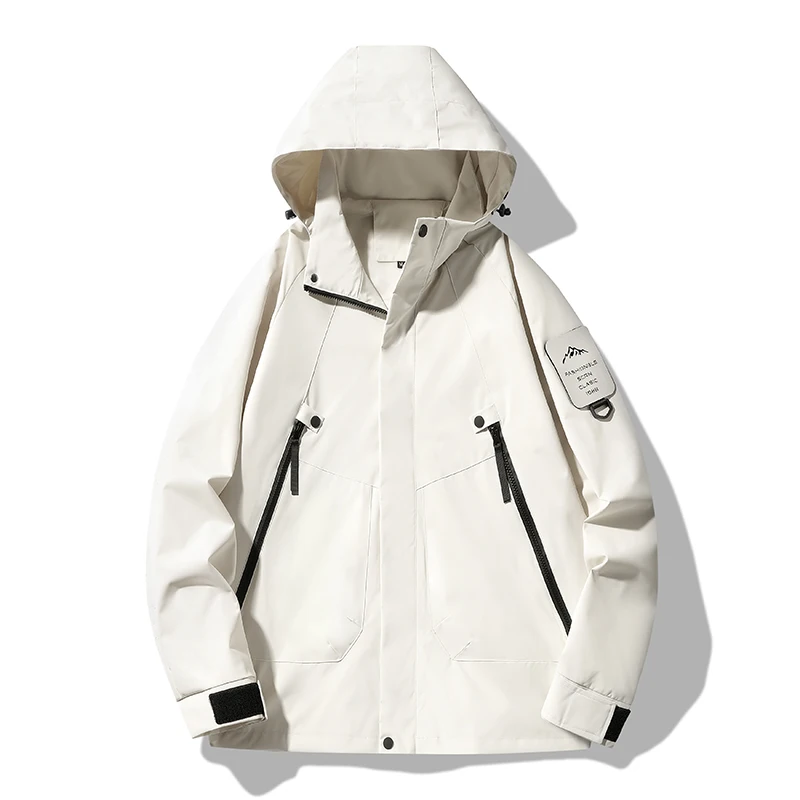 Men\'s Autumn Waterproof Hiking Climbing Jacket Unisex Windbreaker Outdoor Casual Camping Fishing Coat Detachable Hat Jacket Man