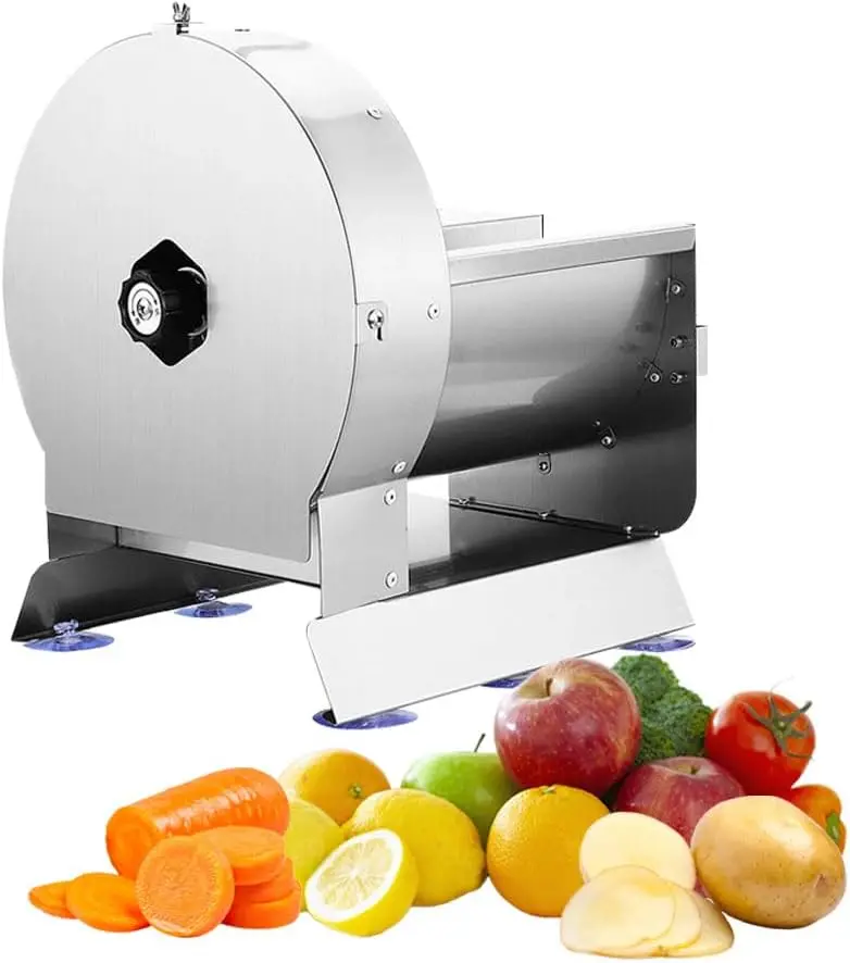 

Commercial Electric Vegetable Slicer, Electric/Manual Fruit Slicer,Potato Chips Slicer,Stainless Steel Multifunctional Slicer