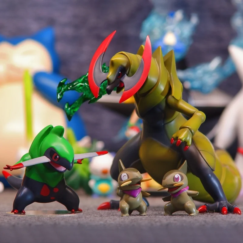 Genuine Pokemon Figure #610 Axew #611 Fraxure #612 Haxorus Actions Figures Figurine 1/20 Yaya Figure Desk Decor Statue Model