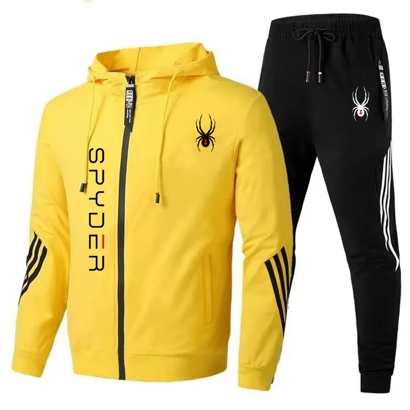 

2025 New Men's Two-piece Fashion and Casual Jogging Set Features a Long-sleeved Zippered Pocket Coat and Drawstring Pants