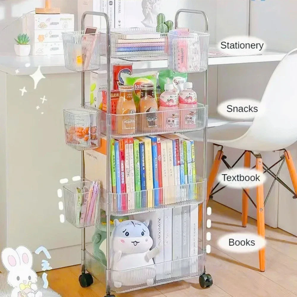 2/3/4 Tiers Mobile Shelf with Wheel Multi-Layers Storage Rack Home Trolley for Snacks Cosmetic Sundries Organizer Rolling Cart