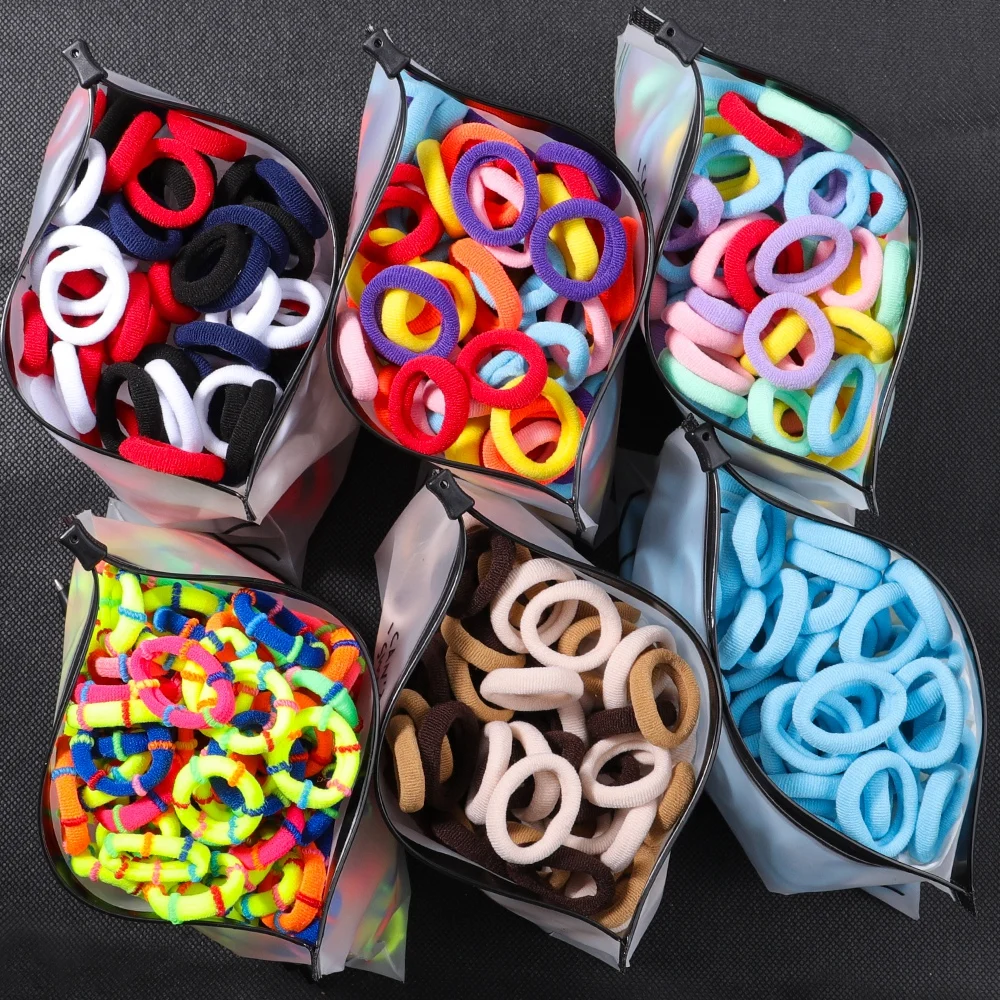 60/100Pcs/Set Elastic Hair Bands Girls Hair Accessories Colorful Nylon Headband Kids Ponytail Holder Scrunchie Ornaments Gift