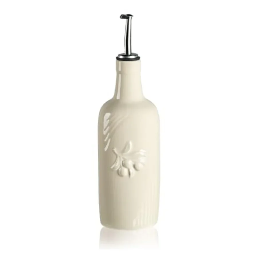 Botella Dispensadora de Aceite de Oliva de Cerámica, Botella de Aceite FL con Boquilla, Dispensador de Aceite de Porcelana para Cocina, Aceite Virgen Extra, Vinagre, Salsa de Soja