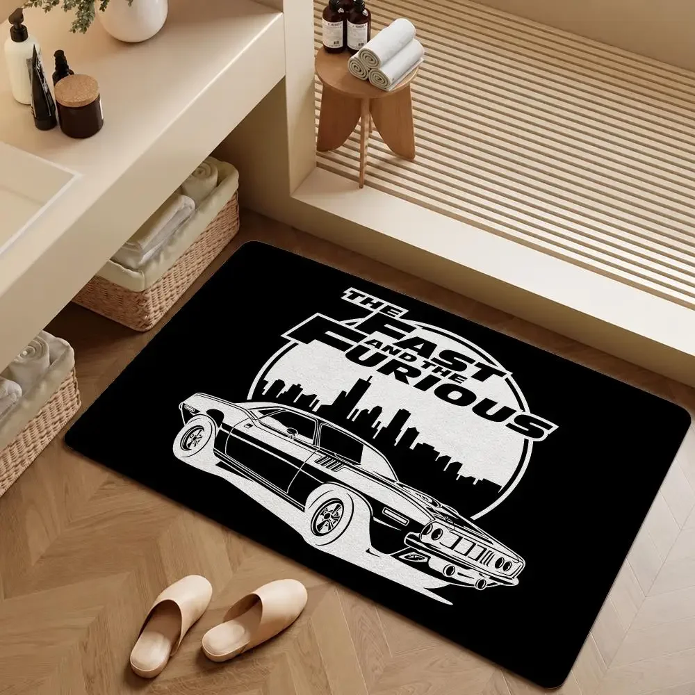 Movie Fast & Furious Dom Toretto Brian Floor Mat Soft Flannel Entrance Doormat Non-Slip Washable Rug For Bedroom Home Decor