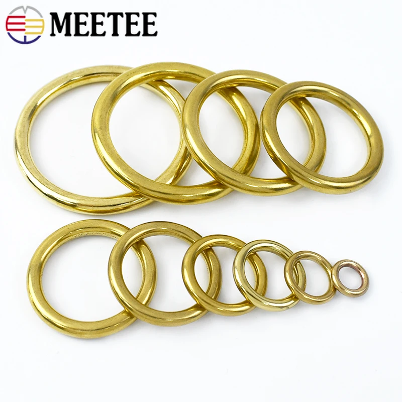 5/10Pcs Meetee 8-51mm Brass Belt Buckles O Ring Buckle Bag Strap Hang Hook Circle Connection Clasp Keychain Hardware Accessories