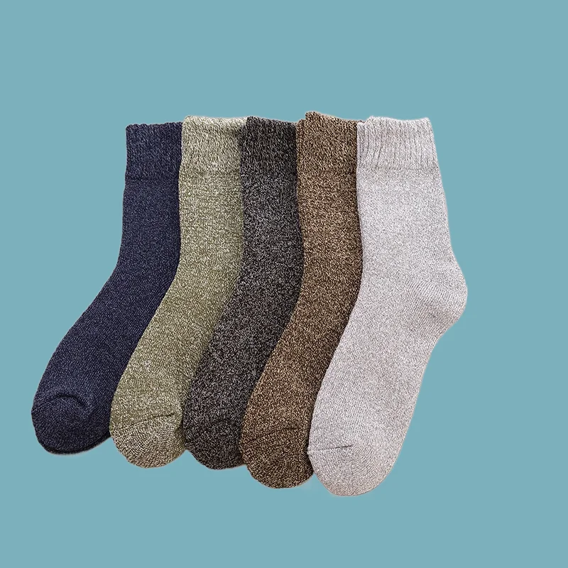 

5/10 Pairs New High Quality Men’s Socks Thicker Breathable Wool Against Cold Snow Terry Socks Comfortable Wool Male Female Socks