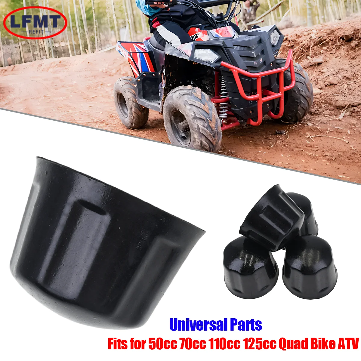 Capuchons anti-poussière universels en caoutchouc, 4 pièces, pour jantes de 50cc, 70cc, 110cc, 125cc, Minibike, ATV, Quad, Go Kart, Quad Buggy, Dirt Bike