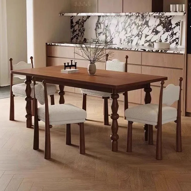 Dining table Nordic small apartment rectangular dining table French retro worktable desk