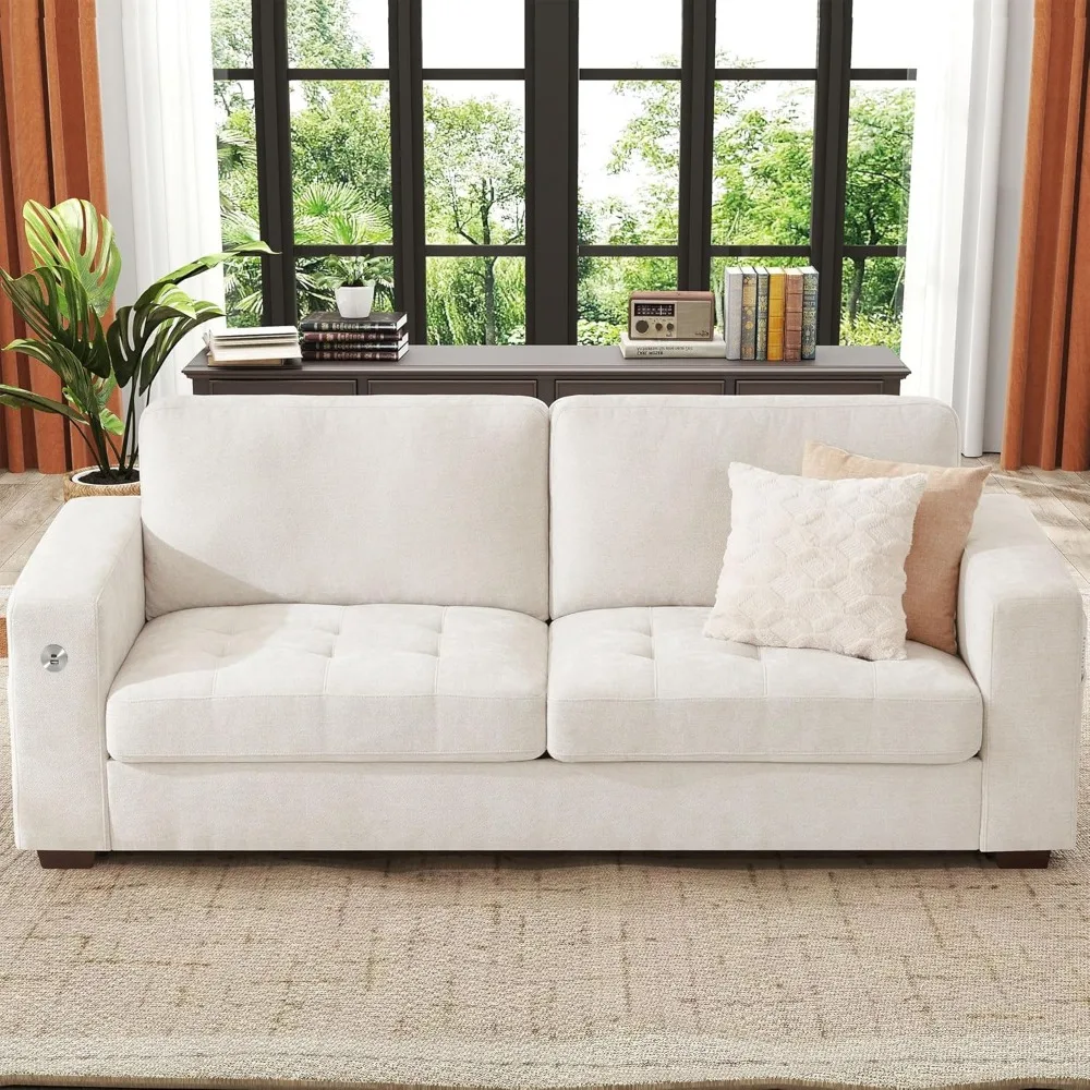 현대 소파 거실, 작은 공간을 위한 편안한 2인용 셔닐 안락 의자 소파, 이동식 중간 단단한 소파 쿠션