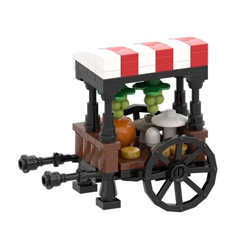 Juego de bloques de construcción para niños, juguete de construcción con soporte de fruta, calabaza, Retro, Halloween, MOC-105220, modelo de puesto de mercado Medieval, rompecabezas, regalo de cumpleaños