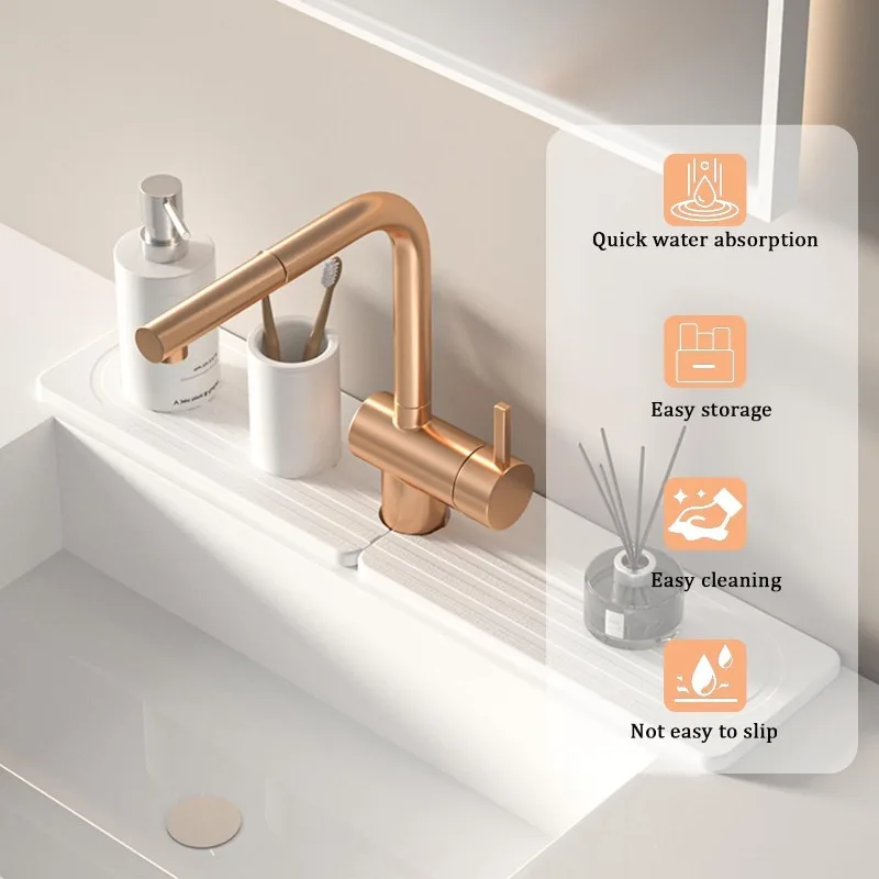 

New Diatom Mud Faucet Water-absorbing Mat, Diatomaceous Earth Spiral Grooved Faucet Mat, Kitchen and Bathroom Spiral Faucet Mat