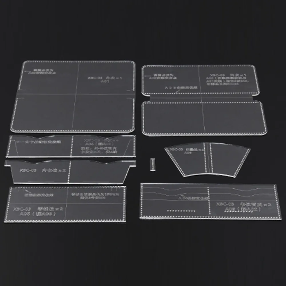 

8pcs Acrylic Wallet Acrylic Template Professional Precise Cutting Transparent Long Wallet Pattern Template