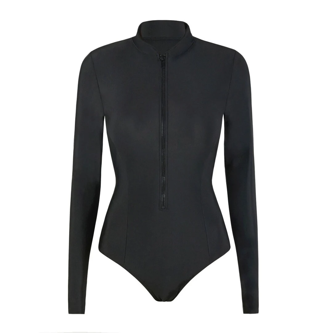 S - 2XL, 4 Farben, langärmelig, mit Reißverschluss, Surf-Rashguard, einteiliger Badeanzug, Damen-Badebekleidung, Badeanzug für Frauen, Badebekleidung, Schwimmanzug V6266 – Detail 9