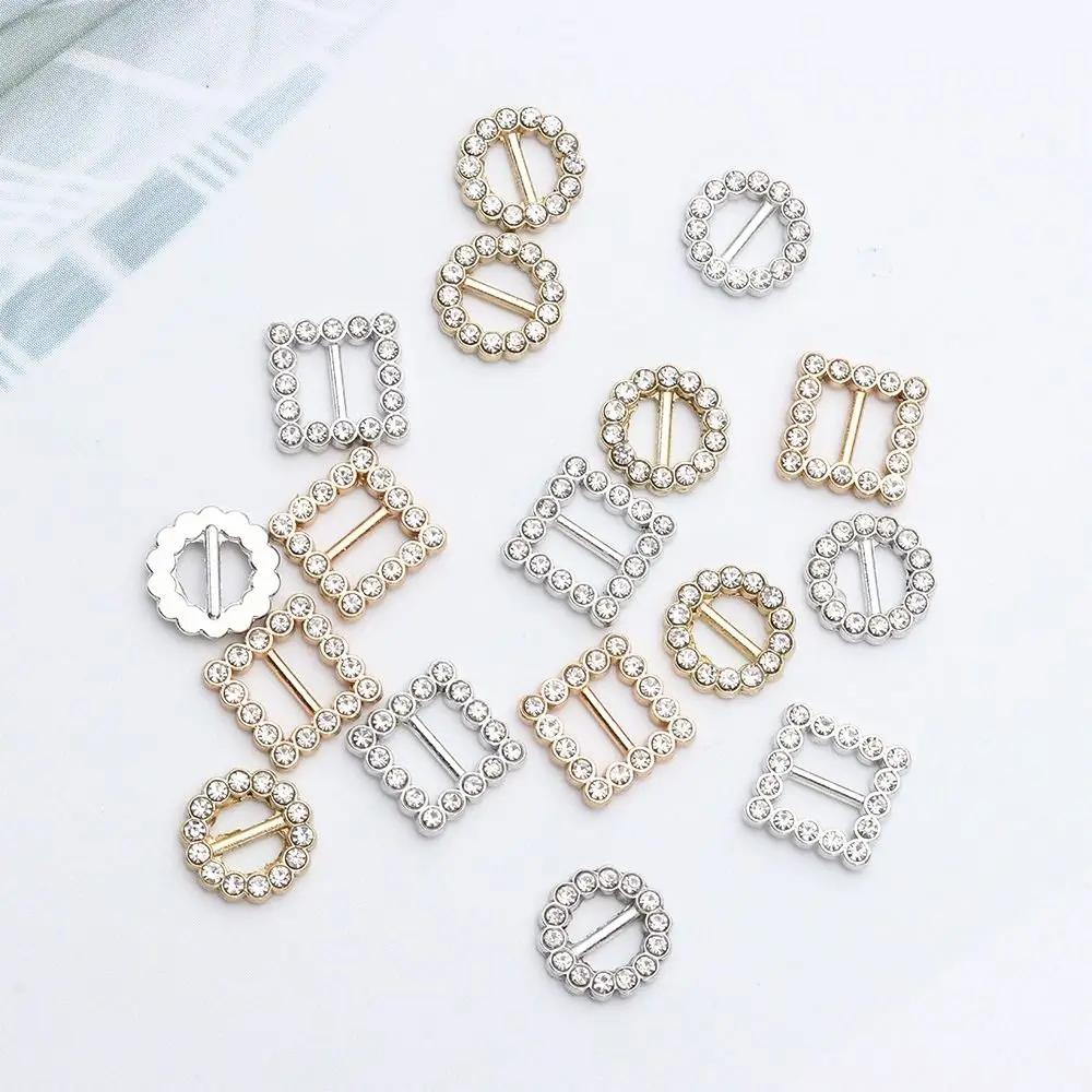 10Pcs Newest 5mm Round Square Mini Ultra-small Tri-glide Belt Buckle Doll Bags Diamond Buckles DIY Doll Clothing Shoes Buckles