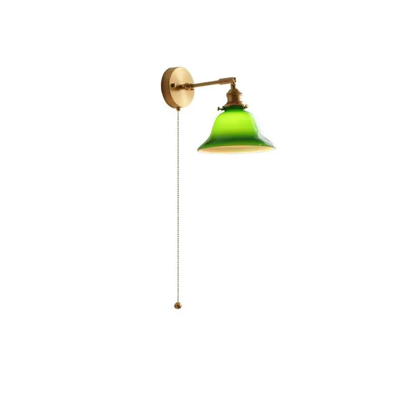 

Nordic B & B Japanese-style bay window all-copper new retro green pull wire bedside wall lamp