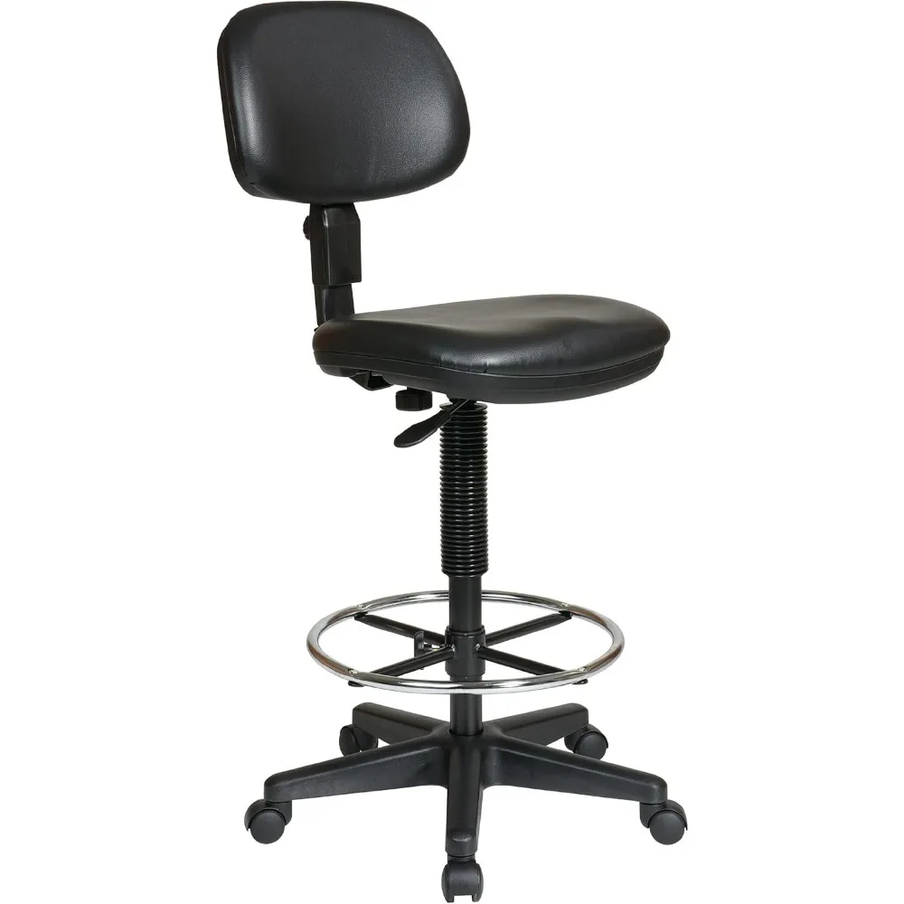 

Office Star DC Series Adjustable Drafting Chair with Foot Ring and Sculptured Foam Seat, Black Vinyl