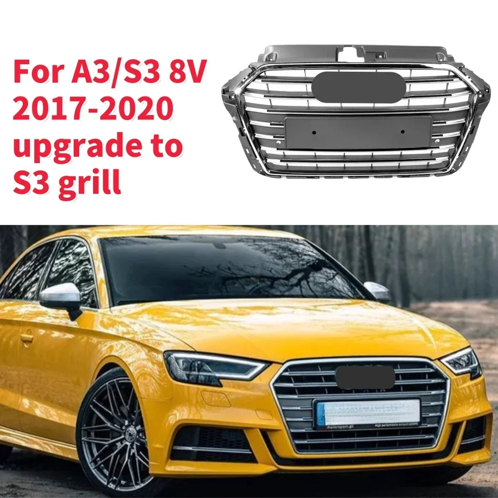 Racing Grills Front Hood Grille Car Front Bumper Grill Center Grille for S3 Grill for A3/S3 8V 2017-2020