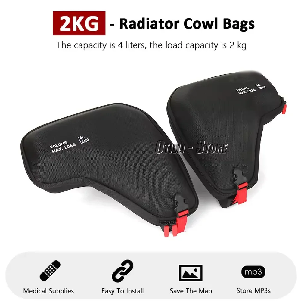 Accessoires de sac de moto, nouveaux sacs de capot de radiateur, sac à outils de carénage latéral 4L pour BMW R 1300 GS Adventure R1300GS ADV 2024 2025